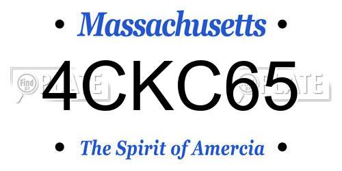 4CKC65 Massachusetts License Plate