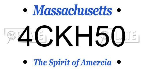 4CKH50 Massachusetts License Plate