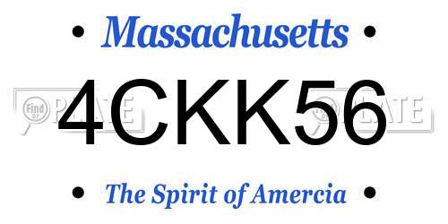 4CKK56 Massachusetts License Plate