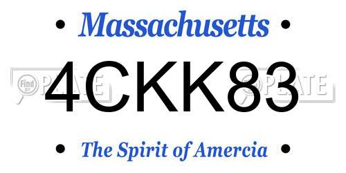 4CKK83 Massachusetts License Plate