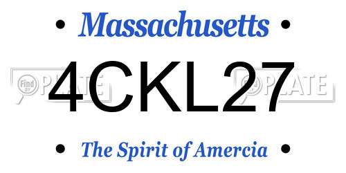 4CKL27 Massachusetts License Plate