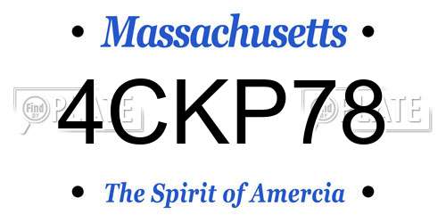 4CKP78 Massachusetts License Plate