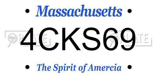 4CKS69 Massachusetts License Plate
