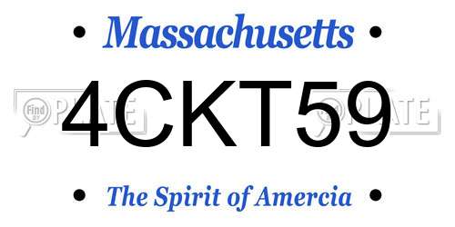 4CKT59 Massachusetts License Plate
