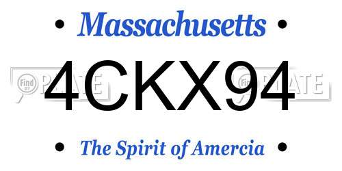 4CKX94 Massachusetts License Plate