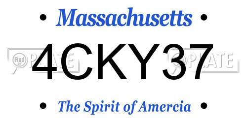 4CKY37 Massachusetts License Plate