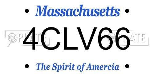 4CLV66 Massachusetts License Plate