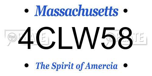 4CLW58 Massachusetts License Plate