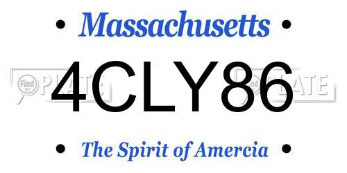 4CLY86 Massachusetts License Plate