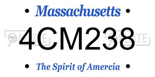 4CM238 Massachusetts License Plate