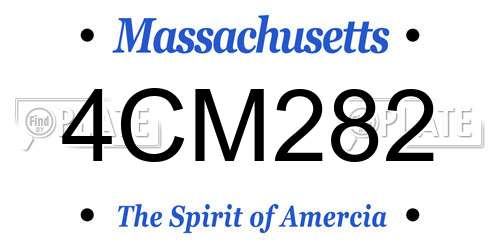 4CM282 Massachusetts License Plate