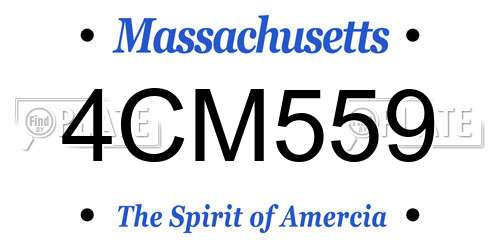 4CM559 Massachusetts License Plate
