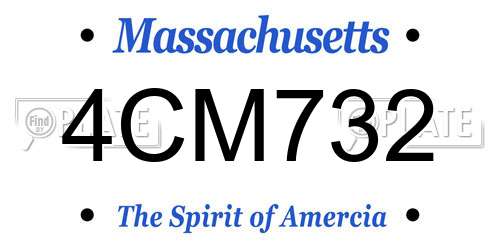 4CM732 Massachusetts License Plate