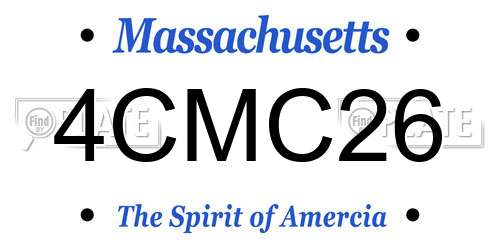 4CMC26 Massachusetts License Plate