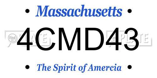 4CMD43 Massachusetts License Plate
