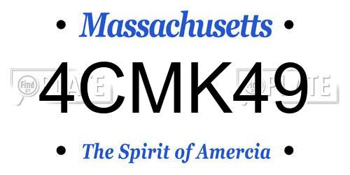 4CMK49 Massachusetts License Plate
