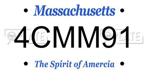 4CMM91 Massachusetts License Plate