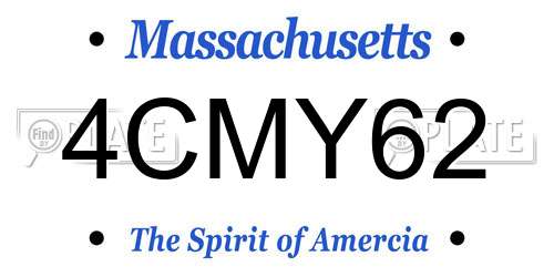 4CMY62 Massachusetts License Plate