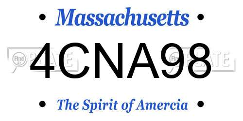 4CNA98 Massachusetts License Plate
