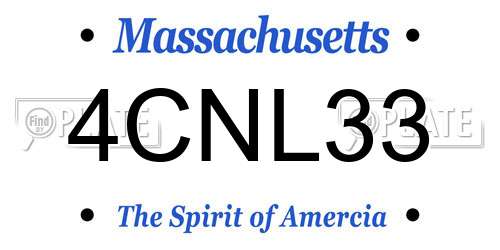 4CNL33 Massachusetts License Plate