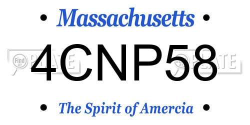 4CNP58 Massachusetts License Plate