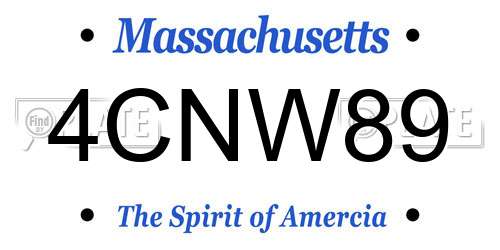 4CNW89 Massachusetts License Plate