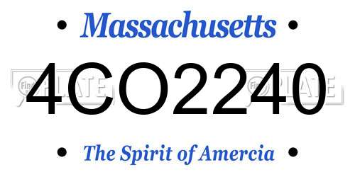 4CO2240 Massachusetts License Plate