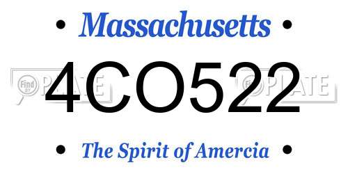 4CO522 Massachusetts License Plate