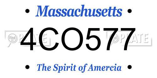 4CO577 Massachusetts License Plate