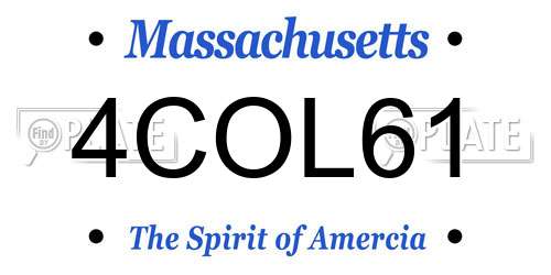 4COL61 Massachusetts License Plate