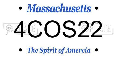 4COS22 Massachusetts License Plate