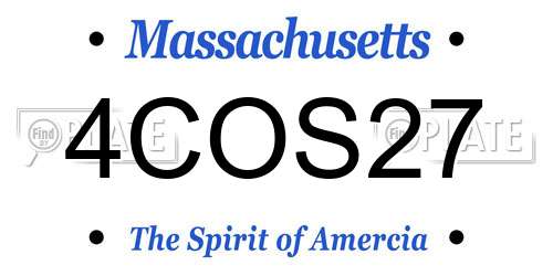 4COS27 Massachusetts License Plate