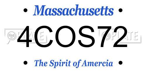 4COS72 Massachusetts License Plate