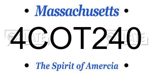 4COT240 Massachusetts License Plate