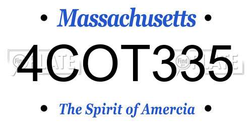 4COT335 Massachusetts License Plate