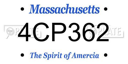 4CP362 Massachusetts License Plate