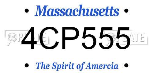 4CP555 Massachusetts License Plate