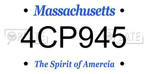 4CP945 Massachusetts License Plate