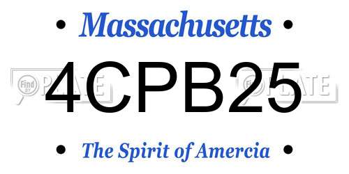 4CPB25 Massachusetts License Plate