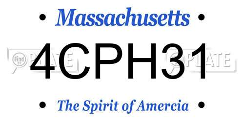 4CPH31 Massachusetts License Plate