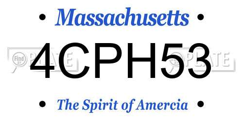4CPH53 Massachusetts License Plate
