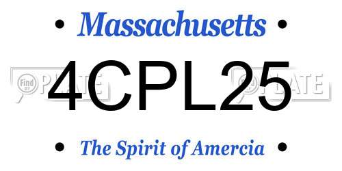 4CPL25 Massachusetts License Plate