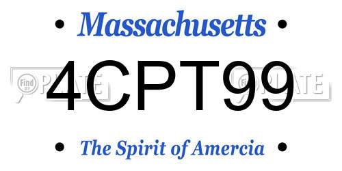4CPT99 Massachusetts License Plate