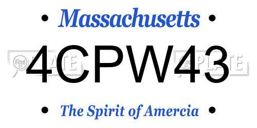 4CPW43 Massachusetts License Plate