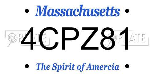 4CPZ81 Massachusetts License Plate
