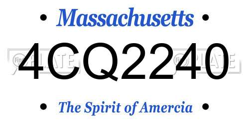 4CQ2240 Massachusetts License Plate