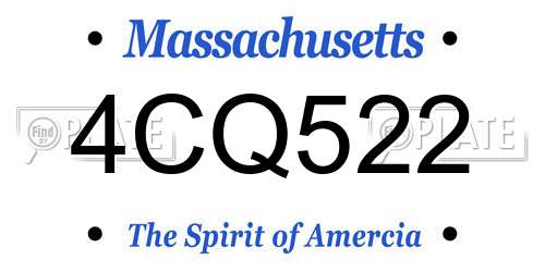 4CQ522 Massachusetts License Plate