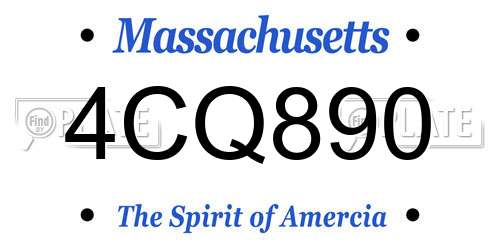 4CQ890 Massachusetts License Plate