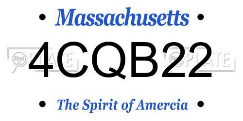 4CQB22 Massachusetts License Plate