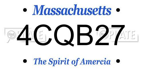 4CQB27 Massachusetts License Plate